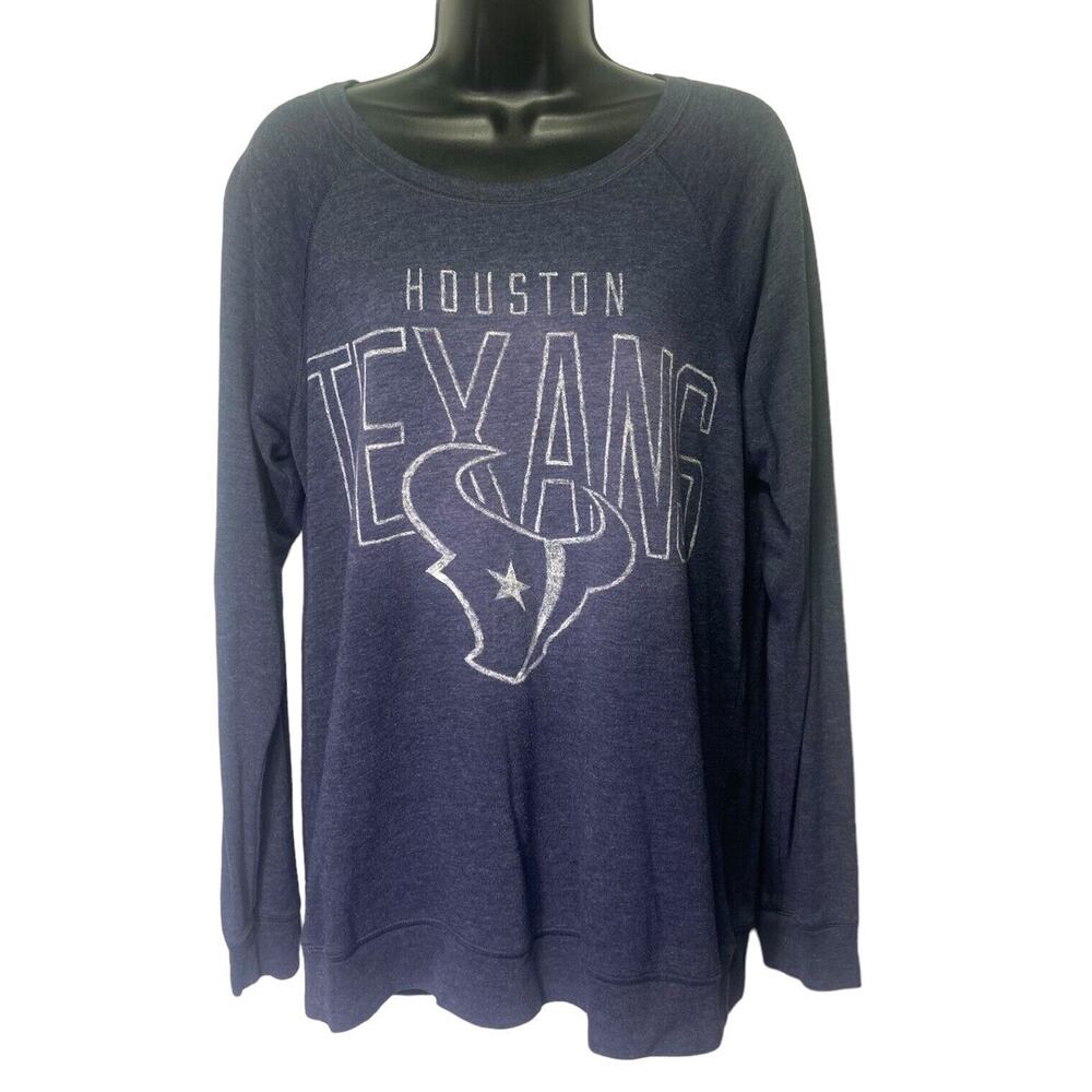 VTG Pink Victoria Secret NFL Houston Texans Women Size‎ M Navy Long Sleeve Shirt